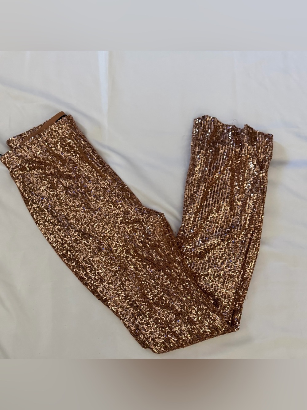 Metallic Gold Sequin Straight Leg Pants